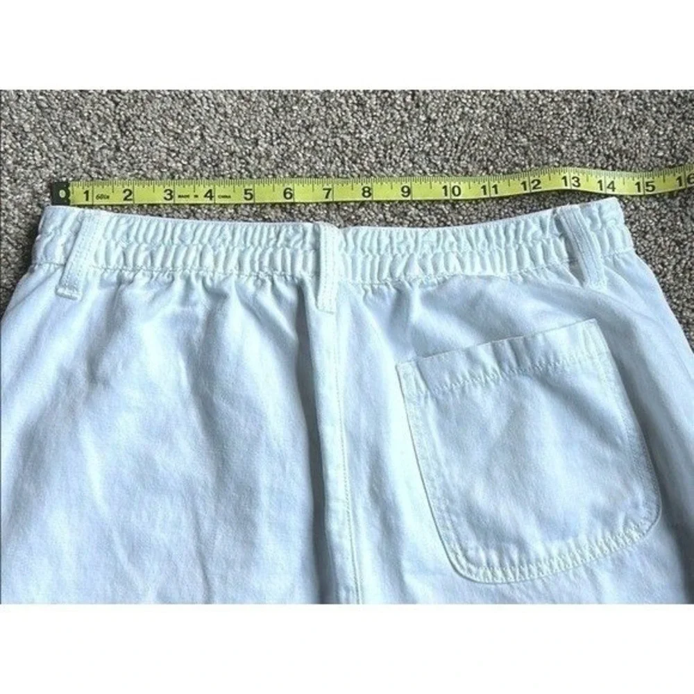 Aerie White Denim Shorts Frayed Hem Lyocell Linen Blend High‎ Waist Small
